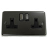 2 Gang 13 Amp DP Plug Socket Black Nickel