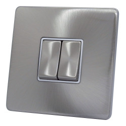 2 Gang 2 Way 10 Amp Light Switch Satin Chrome Screwless