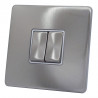 2 Gang 2 Way 10 Amp Light Switch Satin Chrome Screwless