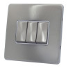 3 Gang 2 Way 10 Amp Light Switch Satin Chrome Screwless