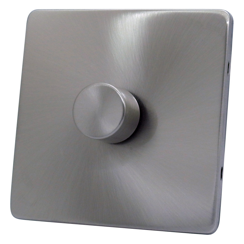 250 Watt 1 Gang 2 Way Dimmer Switch Satin Chrome Screwless