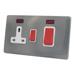 45A Cooker Switch 13A Switched Socket Satin Chrome Screwless