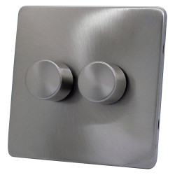 2 Gang 2 Way 400 Watt Screwless Dimmer Switch Satin Chrome