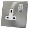 1 Gang 13 Amp DP Plug Socket Satin Chrome Screwless