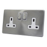 2 Gang 13 Amp DP Plug Socket Satin Chrome Screwless