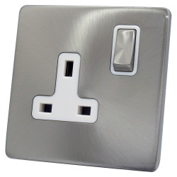 1 Gang 13 Amp DP Plug Socket Satin Chrome Screwless