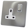 1 Gang 13 Amp DP Plug Socket Satin Chrome Screwless