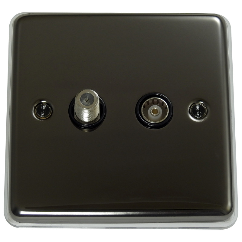 Isolated Satellite Coaxial Socket Black Nickel