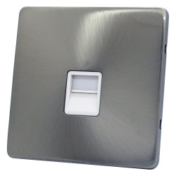 1 Gang Telephone Master Socket Satin Chrome Screwless