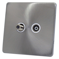 Isolated Satellite Coaxial Screwless Socket Satin Chrome