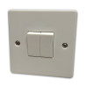 White Plastic 2 Gang 2 Way 10 Amp Light Switch