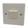 White Plastic 2 Gang 2 Way 10 Amp Light Switch