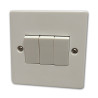 White Plastic 3 Gang 2 Way 10 Amp Light Switch