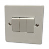 White Plastic 3 Gang 2 Way 10 Amp Light Switch