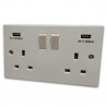 2 Gang 13 Amp DP Plug Socket USB White Plastic
