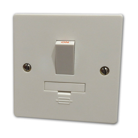 1 Gang 13 Amp DP Fuse Spur Switch White Plastic
