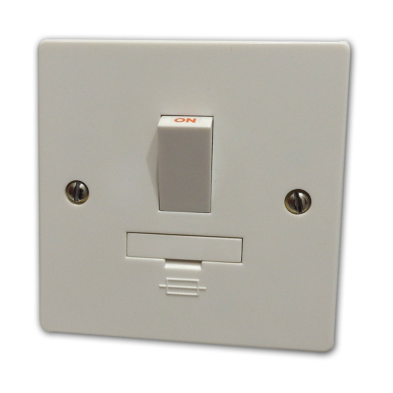 1 Gang 13 Amp DP Fuse Spur Switch White Plastic