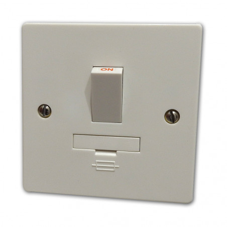 1 Gang 13 Amp DP Fuse Spur Switch White Plastic