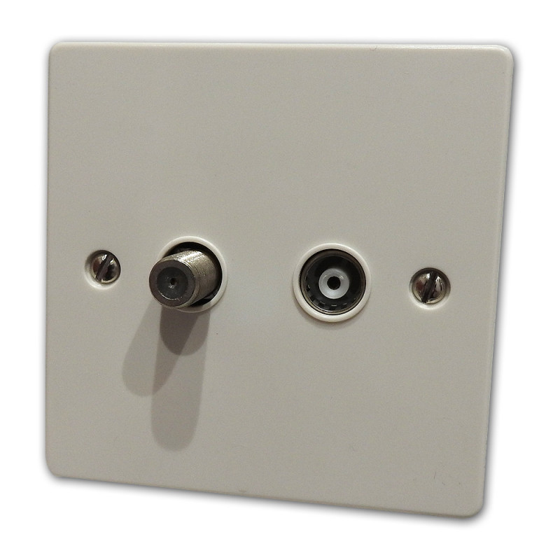 Isolated Satellite Coaxial Socket White Plastic