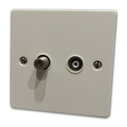 Isolated Satellite Coaxial Socket White Plastic