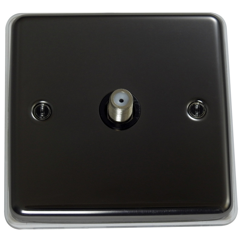Isolated Satellite F Type Socket Black Nickel
