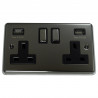 USB 2 Gang 13 Amp DP Plug Socket Black Nickel