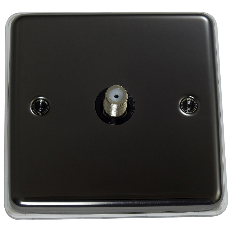 Isolated Satellite F Type Socket Black Nickel