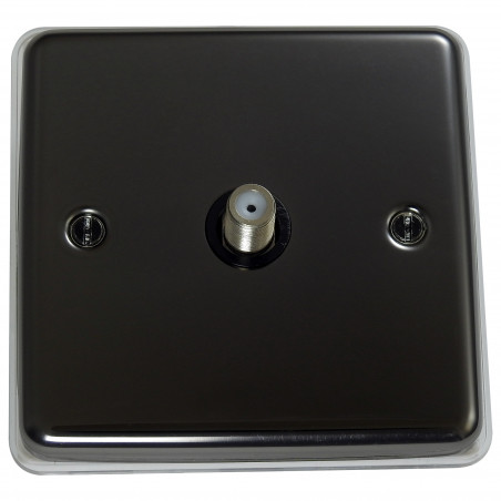 Isolated Satellite F Type Socket Black Nickel