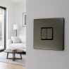 2 Gang 2 Way 10 Amp Screwless Light Switch Black Nickel