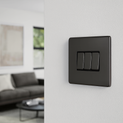 3 Gang 2 Way 10 Amp Screwless Light Switch Black Nickel