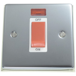 45A Cooker Switch Polished Chrome with Neon