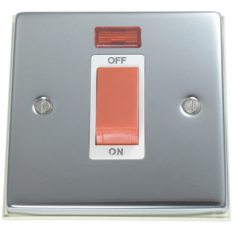 45A Cooker Switch Polished Chrome with Neon