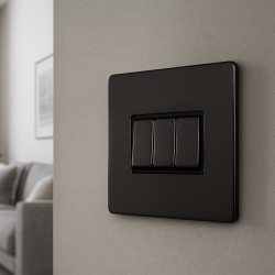 3 Gang 2 Way 10 Amp Screwless Light Switch Black Nickel