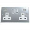 USB 2 Gang 13 Amp DP Plug Socket Polished Chrome