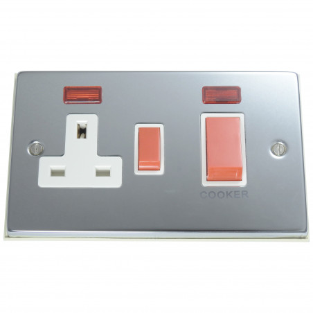 45A Cooker Switch 13A Switched Socket Polished Chrome