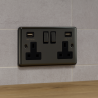 USB 2 Gang 13 Amp DP Plug Socket Black Nickel