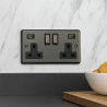 USB 2 Gang 13 Amp DP Plug Socket Black Nickel