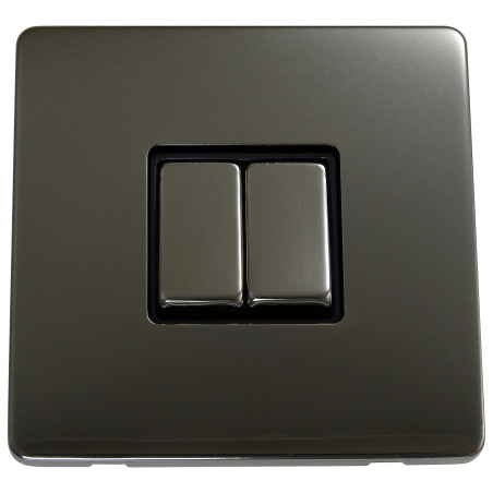 2 Gang 2 Way 10 Amp Screwless Light Switch Black Nickel
