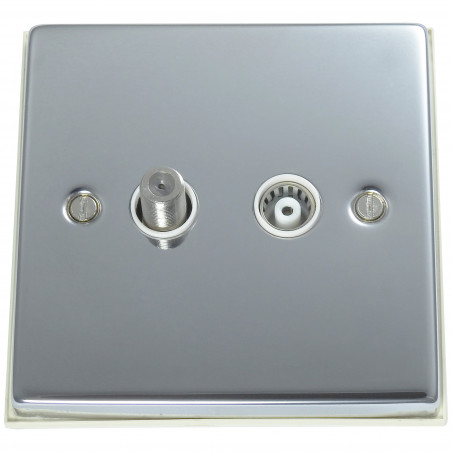 Isolated Satellite Coaxial Socket Polished Chrome