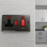 45A Cooker Switch Socket Black Nickel with Neon