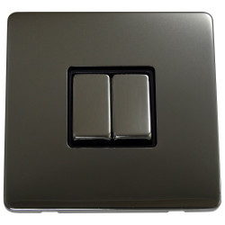 2 Gang 2 Way 10 Amp Screwless Light Switch Black Nickel