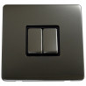 2 Gang 2 Way 10 Amp Screwless Light Switch Black Nickel