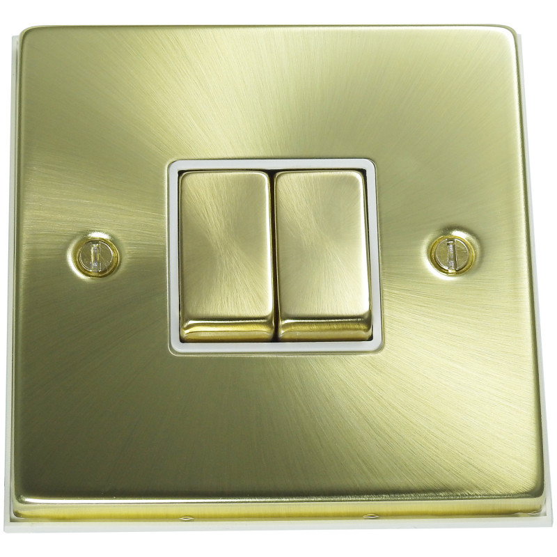 2 Gang 2 Way 10 Amp Light Switch Satin Brass