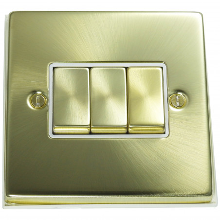 3 Gang 2 Way 10 Amp Light Switch Satin Brass
