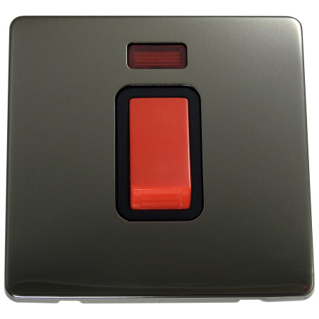 45 Amp Screwless Cooker Switch Black Nickel with Neon