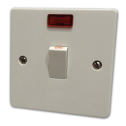 20A DP Switch White Plastic with Neon