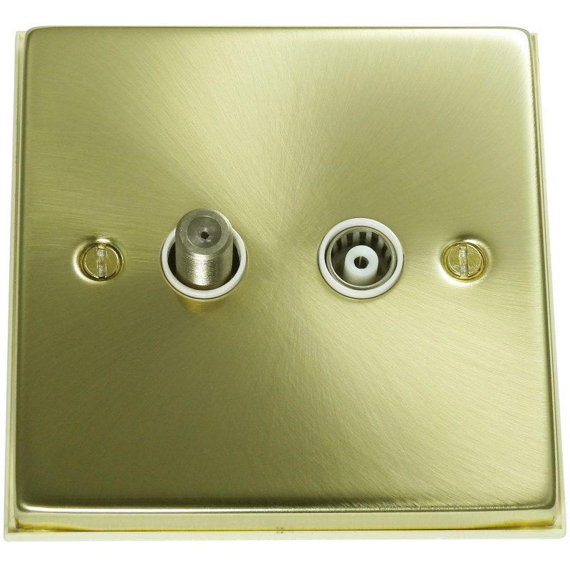 Isolated Satellite Coaxial Socket Satin Brass