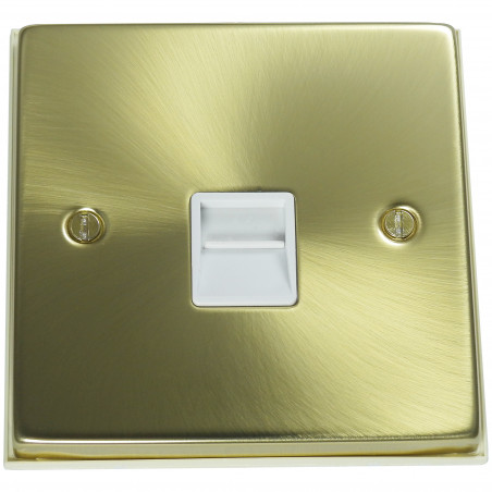 1 Gang Telephone Master Socket Satin Brass