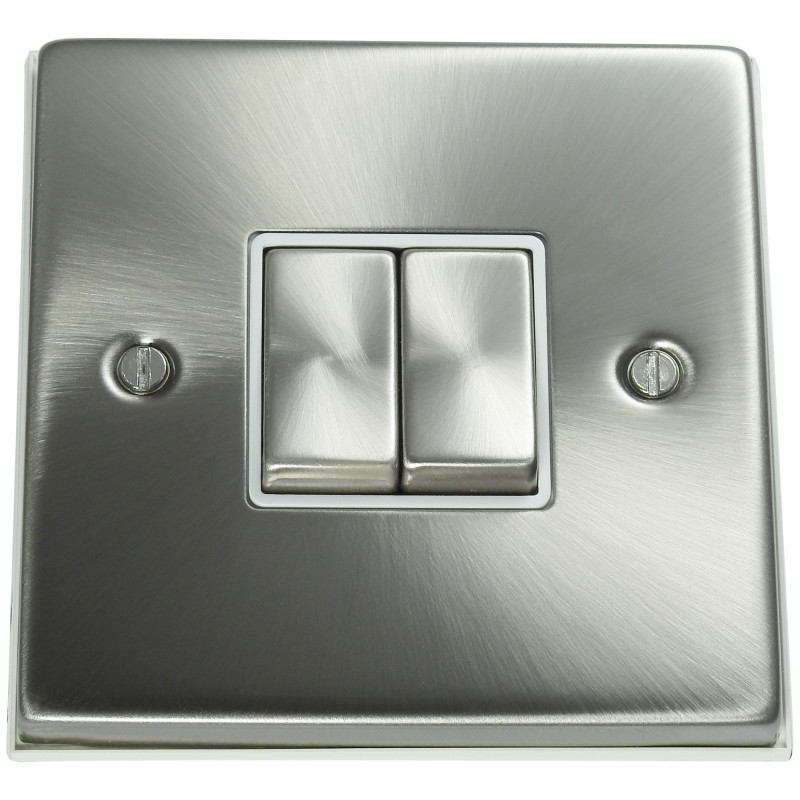 2 Gang 2 Way 10 Amp Light Switch Satin Chrome