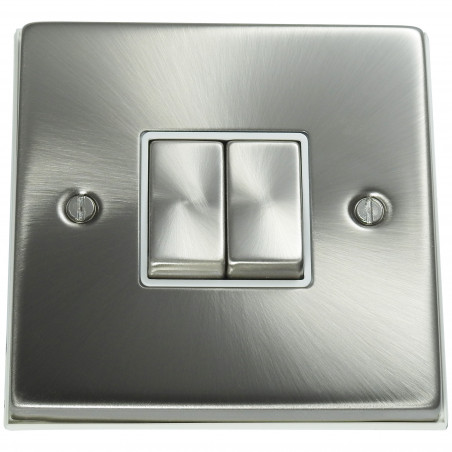 2 Gang 2 Way 10 Amp Light Switch Satin Chrome